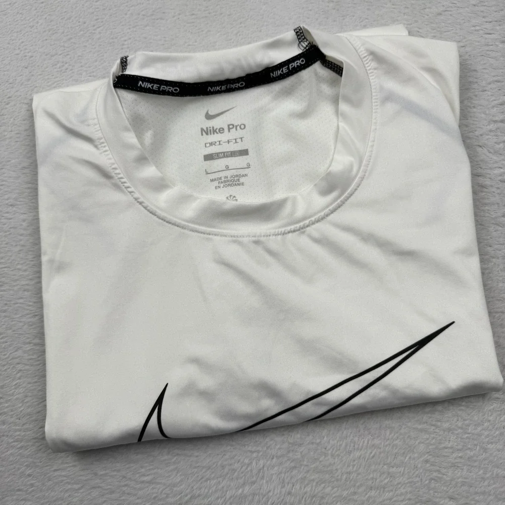 Nike Pro Dri-FIT Tank Top Mens Large White Slim Fit Sleeveless DD1977-100